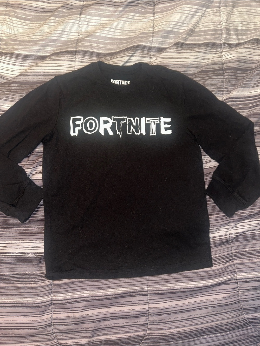 Kids Black Fortnite size 8 Long-Sleeve Logo Tee